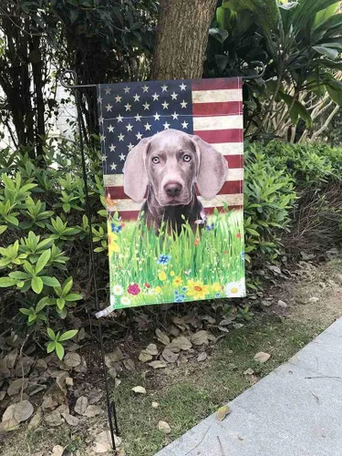Miniatura 2 de Bandera de jardín con bonito diseño de cachorro, Shih Tzu, con diseño de perro y mascota, bandera de Estados Unidos, flores silvestres, césped