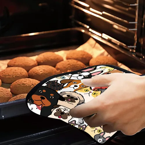 Miniatura 7 de Juego de 2 agarraderas para garabatos de perros y gatos, resistentes al calor, para microondas, horno, horno, platos finales y regalos de barbacoa