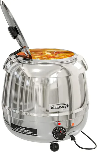 Miniatura 10 de KoolMore Calentador de sopa comercial con tapa con bisagras e inserto de olla extraíble para bufé, restaurante, fiesta, evento y catering, grande