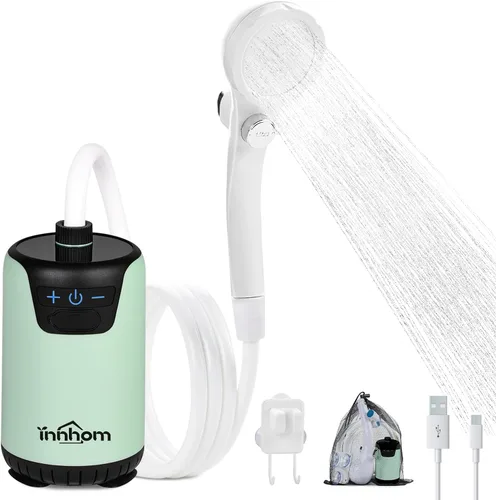 Miniatura 9 de innhom Ducha portátil para campamento, ducha al aire libre, bomba de ducha de campamento, eléctrica recargable portátil, alimentado por batería