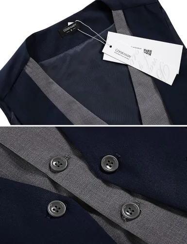 Miniatura 5 de COOFANDY Men's Dress Vest Layered Suit Waistcoat Formal Wedding Suit Vests