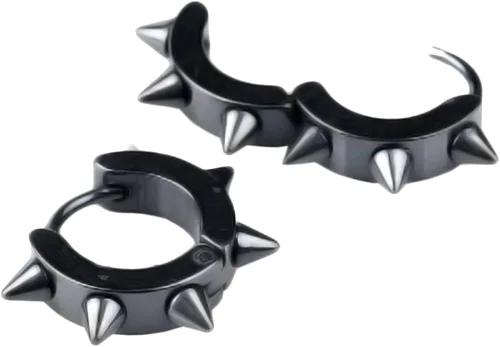 Miniatura 2 de UM Jewelry, aretes envolventes con puntas con gancho, de acero inoxidable quirúrgico, estilo Punk, para mujer y hombre, acero inoxidable
