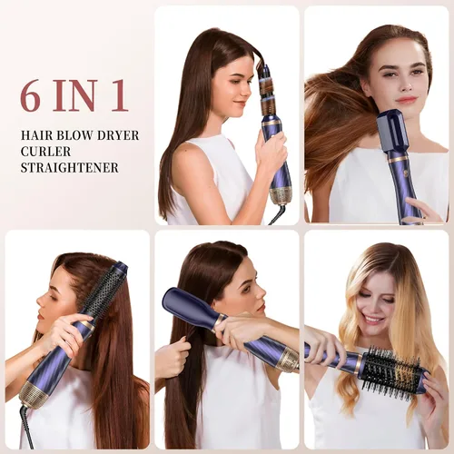 Miniatura 6 de Cepillo secador de pelo 6 en 1, cepillo secador de pelo desmontable actualizado, rizador de aire envolvente, rizador de aire rizado, rizador