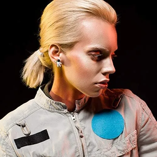 Miniatura 6 de 4 pares de aretes de astronauta asimétricos de astronauta, estrella y luna, aretes colgantes para mujer