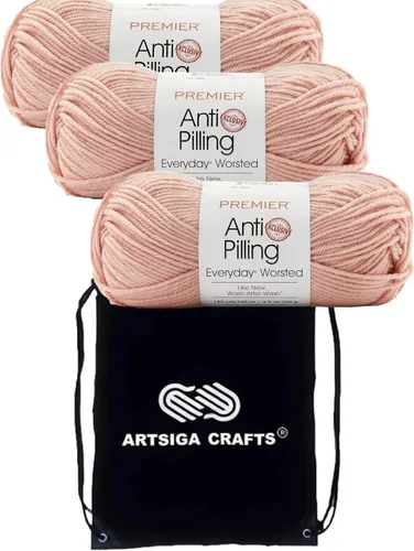 Miniatura 62 de Premier Yarns Everyday Anti-Pelusa Hilo Sólido Verde Pino DN100-8 (6-Madejas - Mismo Lote de Tinta) #4 Peso Estambre Acrílico para Tejer