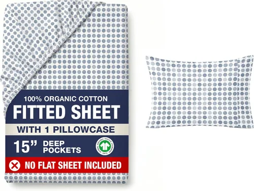 Miniatura 57 de LANE LINEN Sábanas ajustadas tamaño king, 100% algodón orgánico, juego de 3 piezas (1 sábana ajustada, 2 fundas de almohada), tejido percal, ultra