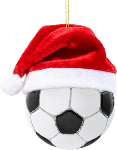 Joiedomi Adorno pequeño de cristal de fútbol de Navidad, adornos de bola deportiva, mini decoración de fútbol soplado para colgar del árbol,