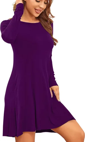 Miniatura 4 de HiMONE Vestido suelto casual de verano de manga larga con cuello redondo para mujer 2023