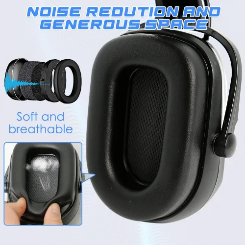 Miniatura 4 de Aolamegs Orejeras con Bluetooth para casco duro, NRR de 26 db, con cancelación de ruido, orejeras para llamadas, música, protección auditiva