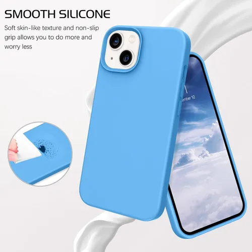 Miniatura 3 de DOMAVER Funda para iPhone 13, funda de teléfono para iPhone 13, silicona líquida, gel suave, forro de microfibra, funda protectora a prueba de Azul
