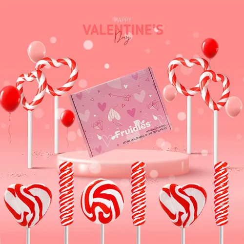 Miniatura 5 de Fruidles Chupete de piruleta de remolino para el día de San Valentín, envuelto individualmente (paquete de 36)