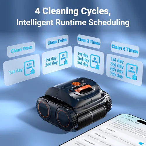Miniatura 6 de (Actualización 2026) WINNY POOL CLEANER C1 para piscina enterrada y sobre el suelo, limpieza 4 en 1 de pared y línea de flotación de hasta 1,614
