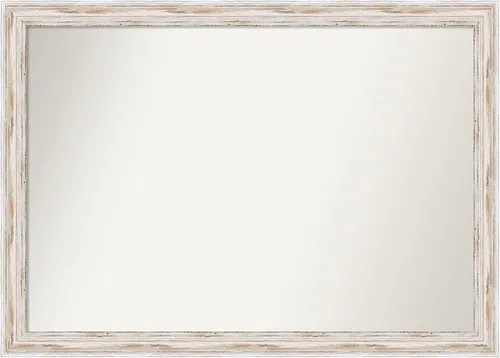 Miniatura 255 de Amanti Art Espejo de baño blanco para sobre el fregadero, 30 x 35 pulgadas, espejo de tocador rectangular estrecho de Eva de oro blanco, marco