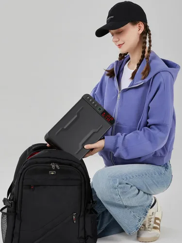 Miniatura 7 de Z ZLJUAN - Caja fuerte portátil para armas y pistolas con pantalla LCD de temperatura, humedad, huella digital biométrica, cerradura con teclado
