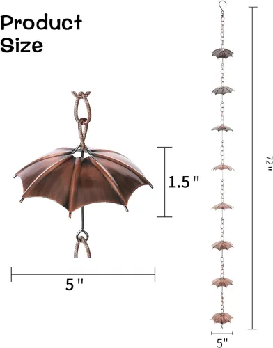 Miniatura 8 de Cadena de lluvia decorativa de 6 pies, cadena de metal para exteriores, 72 pulgadas, para aleros de casa, jardín y hogar, cadenas de lluvia