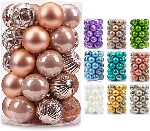 Miniatura 62 de AMS Esferas de Navidad de 2.36 pulgadas/60mm, 34 unidades, adornos grandes, decoraciones para fiestas, inastillables, colgantes festivos para Negro