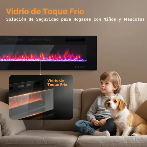 Miniatura 7 de GREEN PARTY - Chimenea eléctrica de 72" para empotrar/montar en la pared, ultradelgada de 3.2", calentador de chimenea de bajo ruido, chimenea