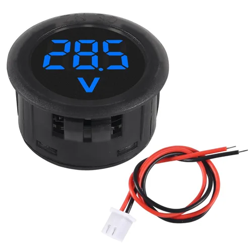 Miniatura 4 de 5 piezas DC 4-100V medidor de voltaje digital LED para auto, voltímetro de 2 cables redondo, medidor de voltaje y corriente digital DC, detector