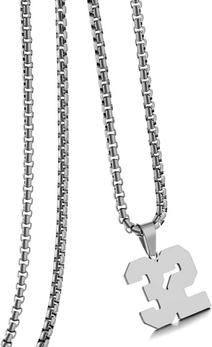 Miniatura 139 de Collar de Número Dorado para Hombre, Cadena de Acero Inoxidable con Colgante de Número para Atletas, Joyería Deportiva Personalizada para Niños