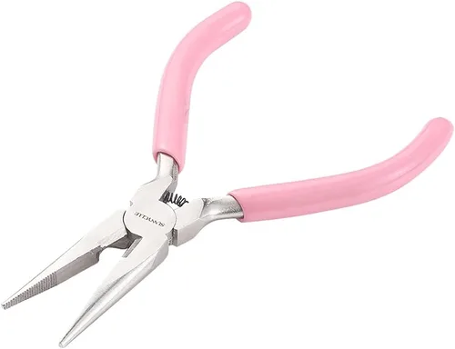 SUNNYCLUE Alicates de punta de cadena de 5 pulgadas de largo con mandíbulas dentadas, mini alicates de precisión para proyectos de bricolaje de
