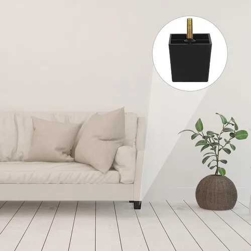 Miniatura 5 de TURSTIN Paquete de 8 patas cuadradas de plástico para sofá de 2 pulgadas, patas cuadradas para sofás, sillas, color negro