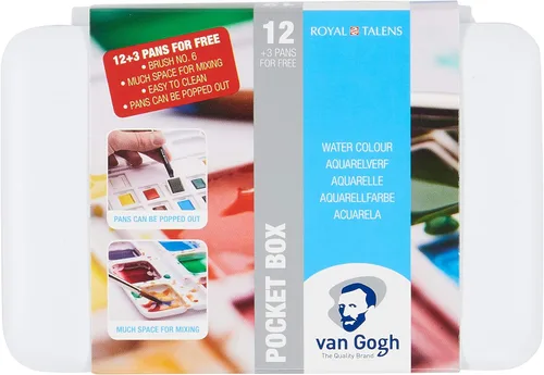 Miniatura 14 de Van Gogh - Juego de pintura para acuarela, lata de metal, 24 mitades 24 General (lata de metal)