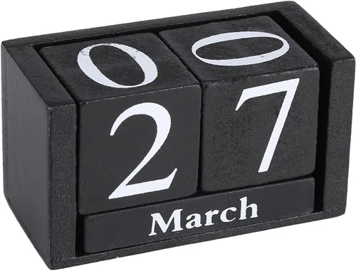Calendario de madera de estilo vintage, bloque de madera, fecha de mes, decoración del hogar, accesorios de escritorio para profesores, estudiantes,