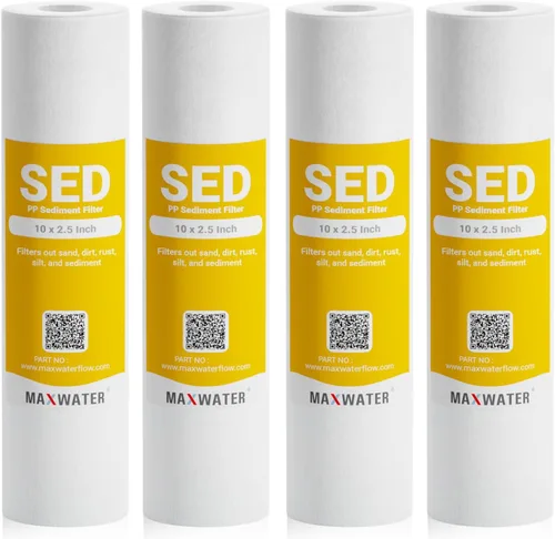 Miniatura 7 de Max Water Cartucho de filtro de agua de sedimentos de repuesto de 10 x 2.5 pulgadas, 5 micrones para toda la casa, fibra de filtración soplada por