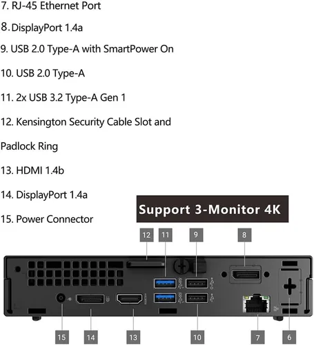Miniatura 2 de Dell Mini computadoras de escritorio OptiPlex 7000, Pro Micro Desktop Business PC, Intel 6-Core i5-12400T, RAM DDR4 de 16 GB, SSD PCIe de 512 GB