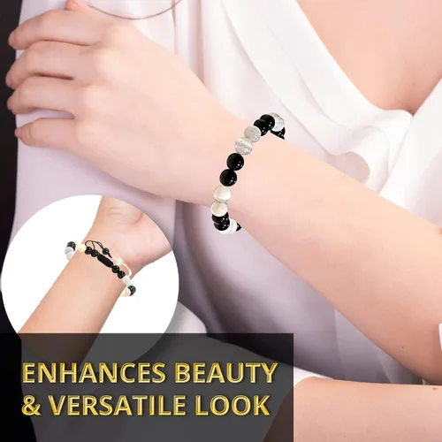 Miniatura 130 de Adjustable Crystal Bracelet – Gemstone Bead Bracelet with Adjustable Macrame String – Chic Gemstone Bracelet for Men and Women – 8mm Round Healing