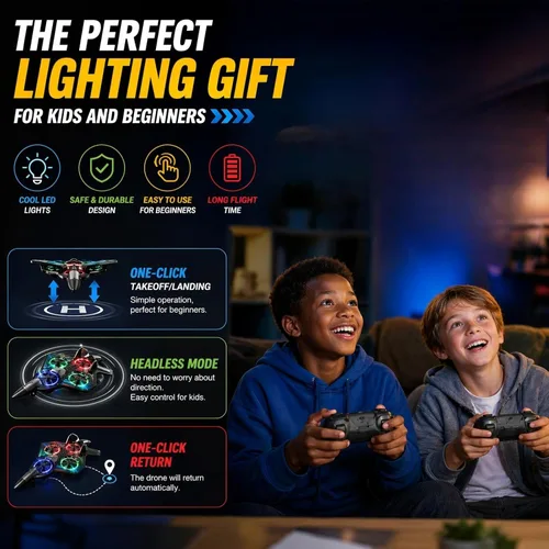 Miniatura 6 de Avión de control remoto para niños, juguete de avión de combate LED con 2 baterías, avión RC fácil de volar para principiantes, retención