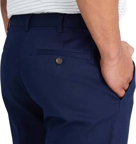 Miniatura 4 de Haggar - Pantalón con parte delantera plana de cintura ampliable de ajuste clásico caqui sin plancha de alta calidad para hombre, tallas regular