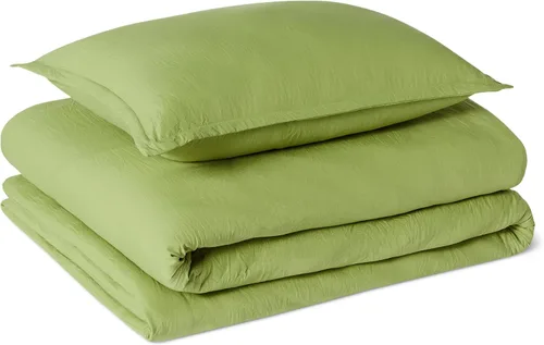 Miniatura 29 de Amazon Basics - Juego de edredón de microfibra cepillada, extra suave con textura natural, 3 piezas, tamaño Queen/Full, verde