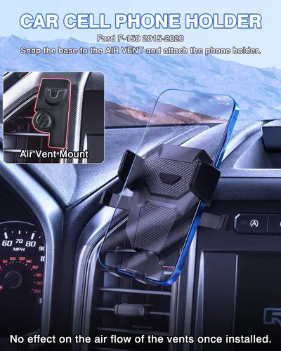 Miniatura 2 de Karltys F150 - Soporte para teléfono de automóvil para Ford F-150 2015-2020, soporte para teléfono celular, soporte de teléfono para ventilación