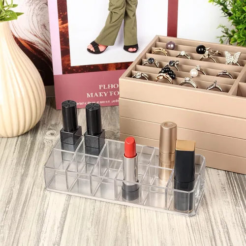 Miniatura 7 de 4 organizadores de lápiz labial acrílico, soporte para lápiz labial, soporte para brillo de labios de 12 ranuras, organizador de cosméticos