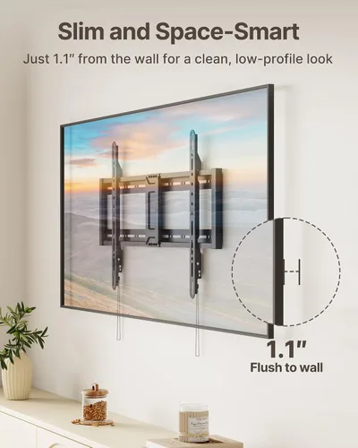 Miniatura 4 de monTEK Soporte de pared para TV de montaje fijo para televisores de 43–95 pulgadas, soporte ultra delgado de bajo perfil de 1.1", capacidad de 200