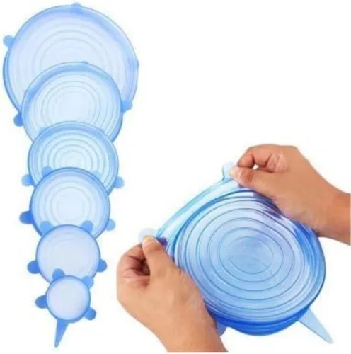 Miniatura 3 de Tapas elásticas de silicona, multitamaño, reutilizables, para alimentos y cuencos, aptas para lavavajillas y congelador (multicolor)
