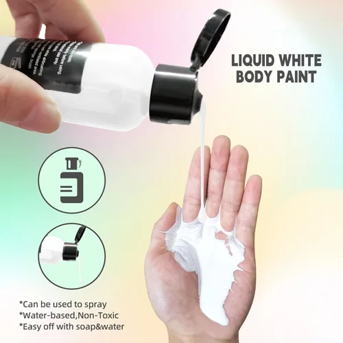 Miniatura 2 de Go Ho Pintura líquida blanca para rostro y cuerpo, a base de agua, especial FX y maquillaje de Halloween Blanco