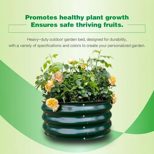 Miniatura 5 de GARDMAX 2x2x1FT Galvanized Round Raised Garden Bed Kit, Metal Planter Boxes Outdoor with Easy Assembly, Large Garden Bed for Vegetables, Fruits
