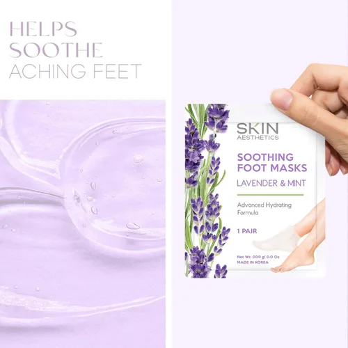 Miniatura 7 de Skin Aesthetics Mascarillas para pies de lavanda y menta, reparan y suavizan los pies agrietados, hidratantes y exfoliantes, cuidado de la piel
