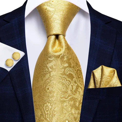 Miniatura 171 de Hi-Tie Corbata clásica de cachemira para hombre con pañuelo y gemelos a cuadros