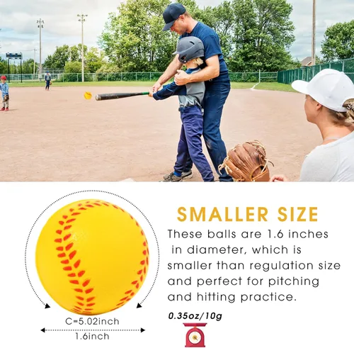Miniatura 4 de Paquete de 20 mini pelotas de béisbol de espuma de 1.6 pulgadas, perfectas para practicar bateo y lanzar, mejorar tu precisión de bateo