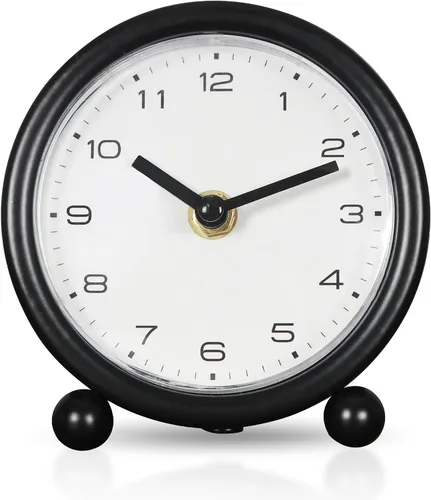 Miniatura 7 de Reloj de escritorio retro de 5.1 pulgadas, funciona con pilas, reloj de mesa de metal silencioso con diseño clásico para decoración de sala