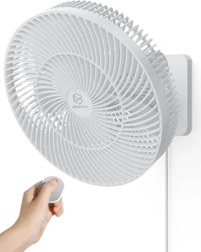 Miniatura 8 de Ventilador oscilante silencioso de pared de 8.5 pulgadas con control remoto y temporizador, 4 velocidades ajustables para baños pequeños, Marco
