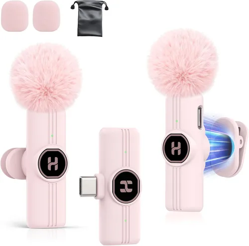 Miniatura 10 de Micrófono de solapa inalámbrico USB C Mini para iPhone 15 16, dispositivos iOS y Android, micrófono de solapa con reducción de ruido para grabación