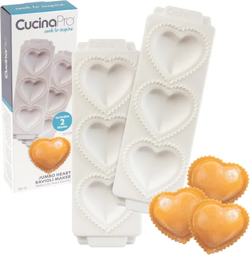 Miniatura 9 de Moldes para ravioles de corazón jumbo de 3 pulgadas, 2 unidades, máquina de pasta rellena casera, bandeja de 2 piezas y prensa para hacer 3 raviolis