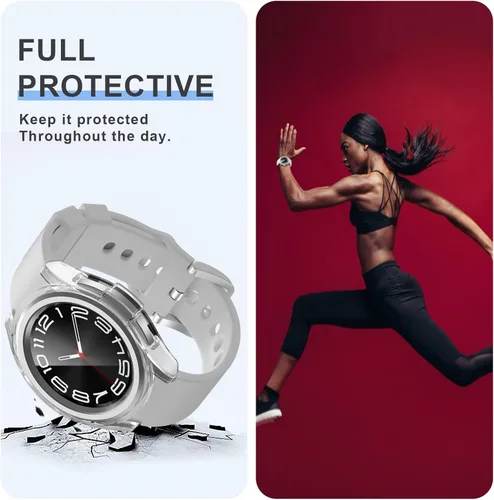 Miniatura 6 de Paquete de 2 + 4 fundas con protector de pantalla para Samsung Galaxy Watch 6 Classic de 1.693 in, funda protectora de policarbonato duro JZK 2 + 4