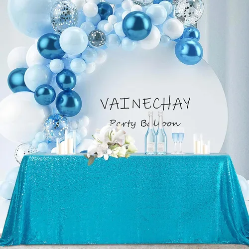 Miniatura 35 de Hahuho Mantel rectangular de lentejuelas de 50x80 pulgadas, color champán, mantel con purpurina para decoración de despedida de soltera, cumpleaños