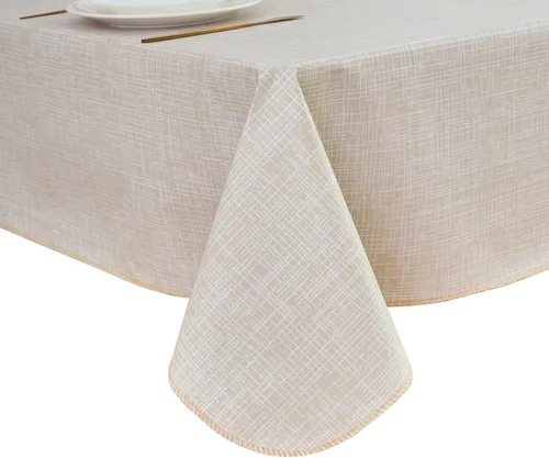 Miniatura 15 de LIBERECOO Mantel de vinilo resistente con reverso de franela, mantel de plástico impermeable a prueba de aceite, resistente a las manchas, lavable