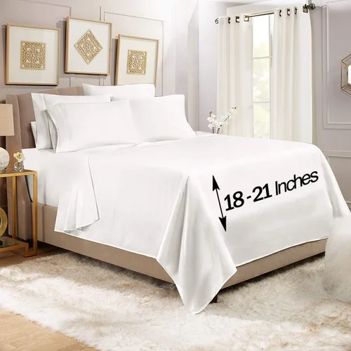 Miniatura 16 de Empyrean - Juego de 4 sábanas bajeras de bolsillo extra profundo de 110 GSM, juego de 4 sábanas de bolsillo extra profundo de 110 GSM, sábanas